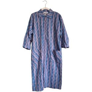 Peggy Barker Vintage 70’s Women Zip Up Funky‎ Patterned Lounge Shirt Dress Small